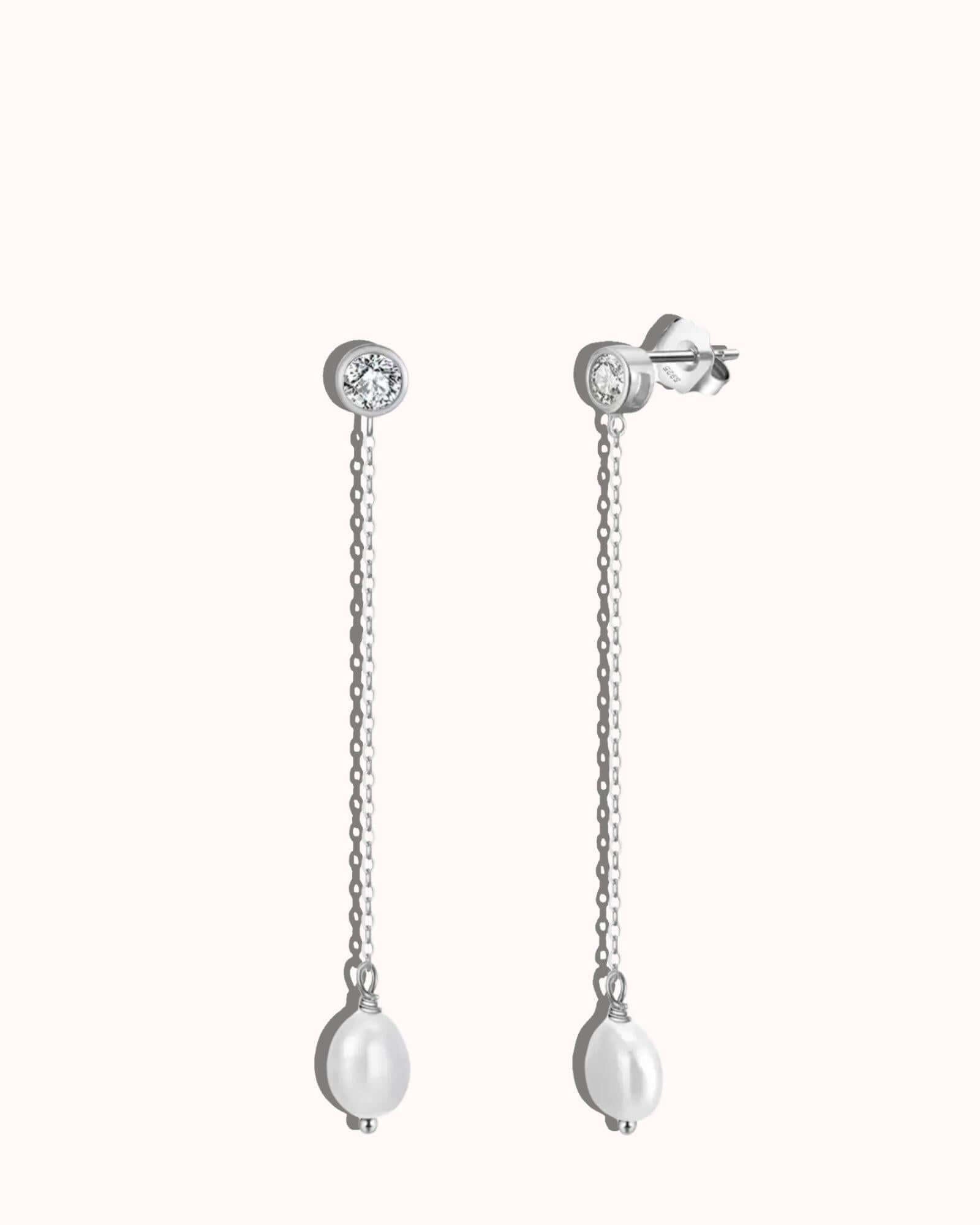 Pearl Zirconia Drop Earring Silver