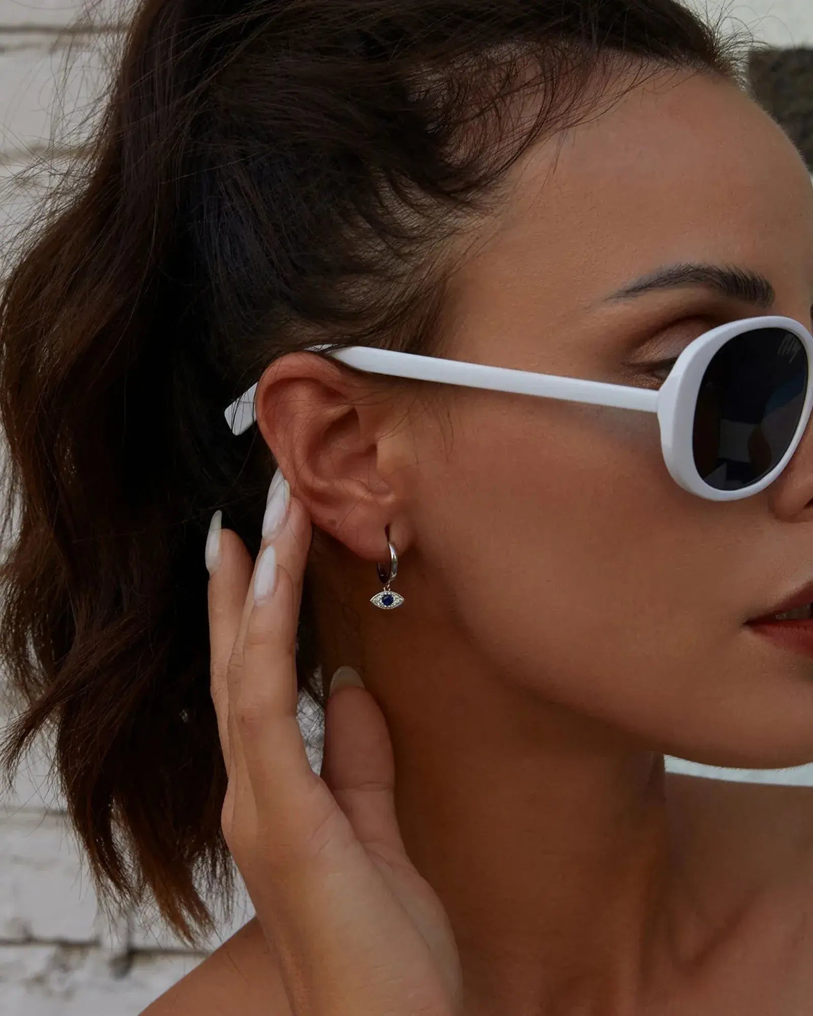 Blue Evil Eye Drop Earrings