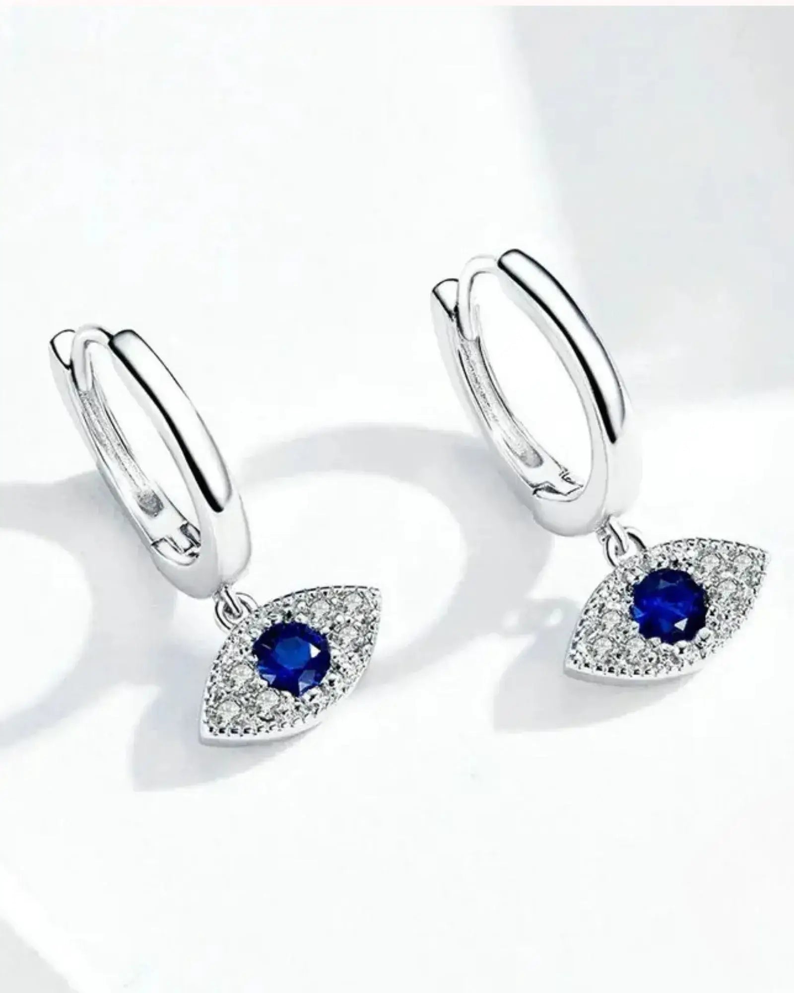 Blue Evil Eye Drop Earrings