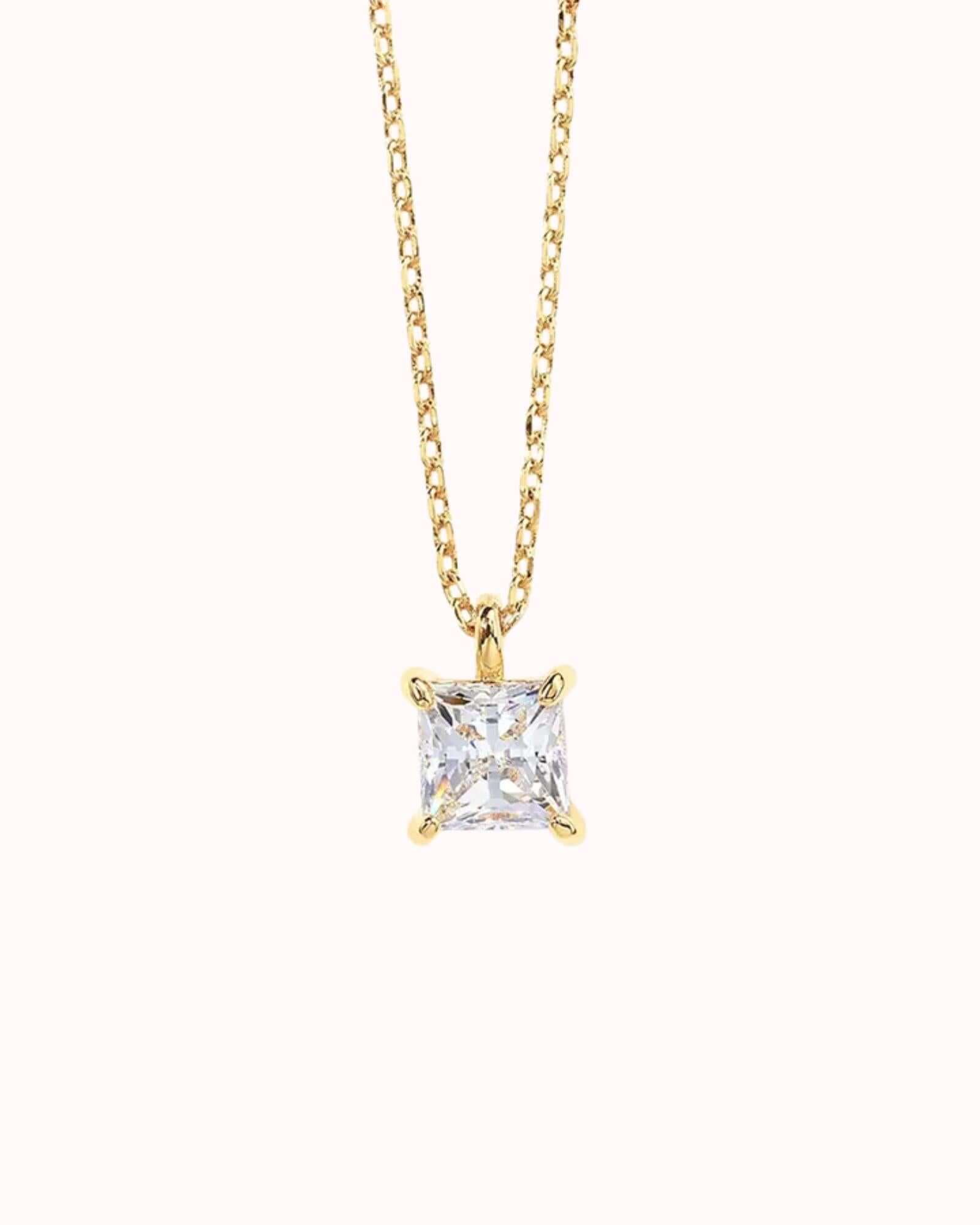 Square Zircon Pendant Necklace