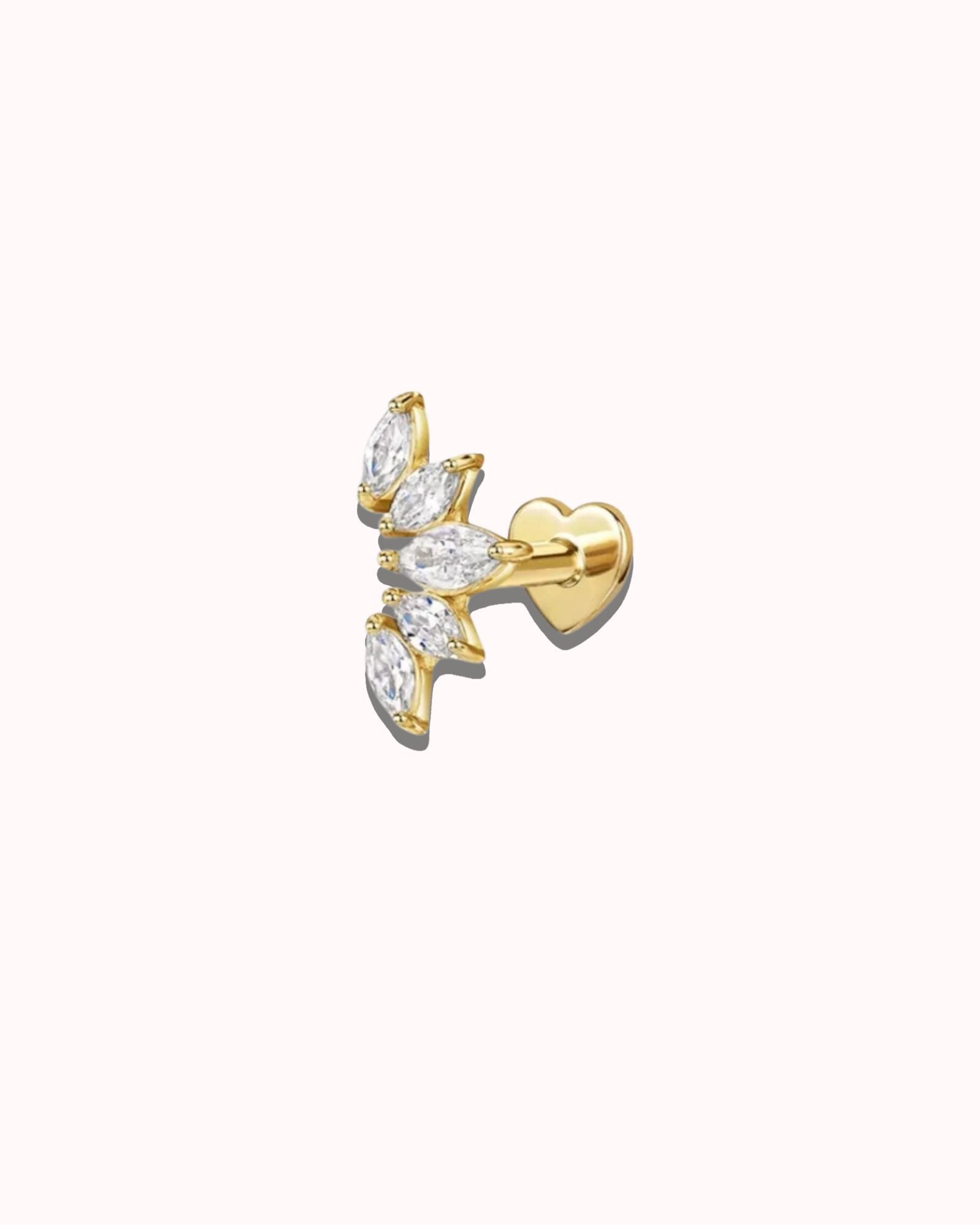 Curved flower flat back stud