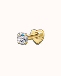 Flat Back Gold Stud Earrings with zirconia stone, perfect for sensitive ears and everyday elegance.