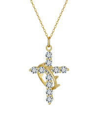 Elegant faith pendant necklace featuring a gold-plated cross encrusted with sparkling crystals.