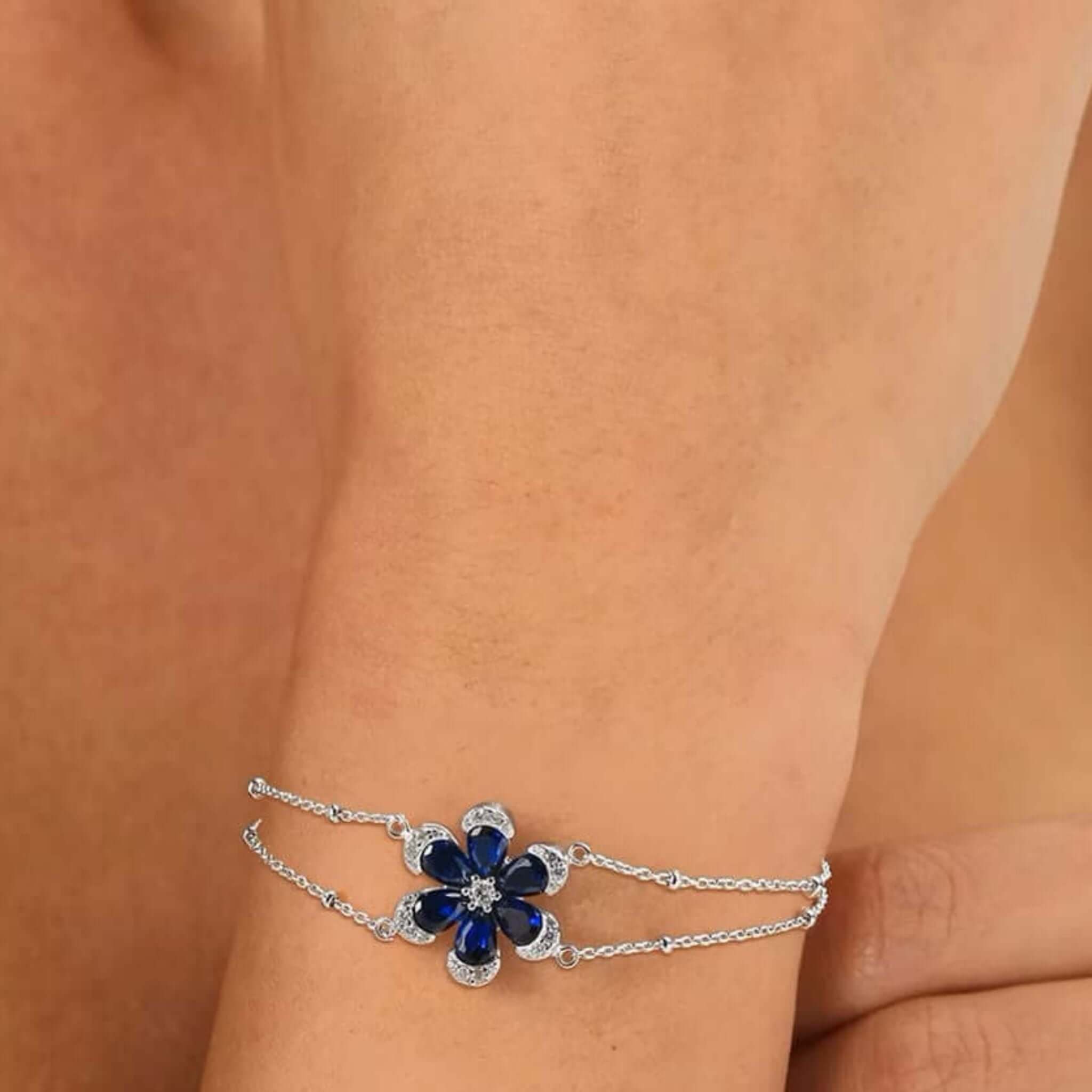 Blue Sapphire Flower Bracelet