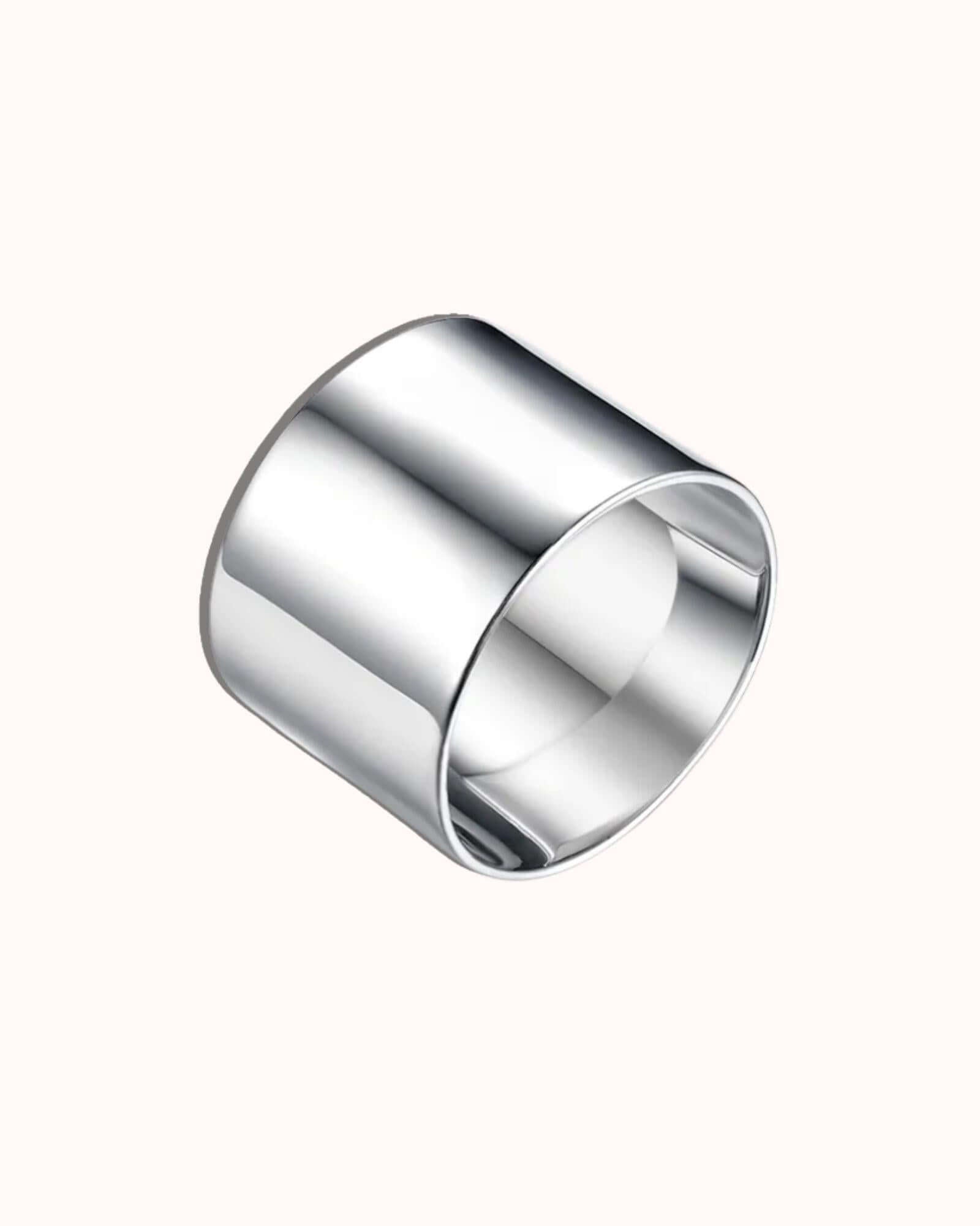 Silver ring on a white background