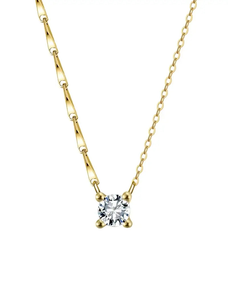 Bling pendant necklace featuring a cubic zirconia pendant on a gold-plated sterling silver chain, exuding elegance.