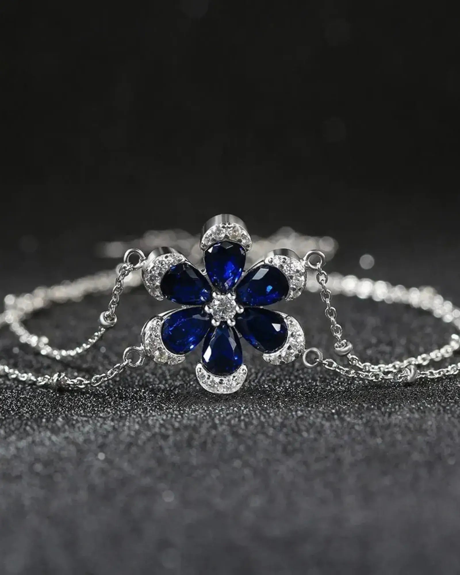 Blue Sapphire Flower Bracelet