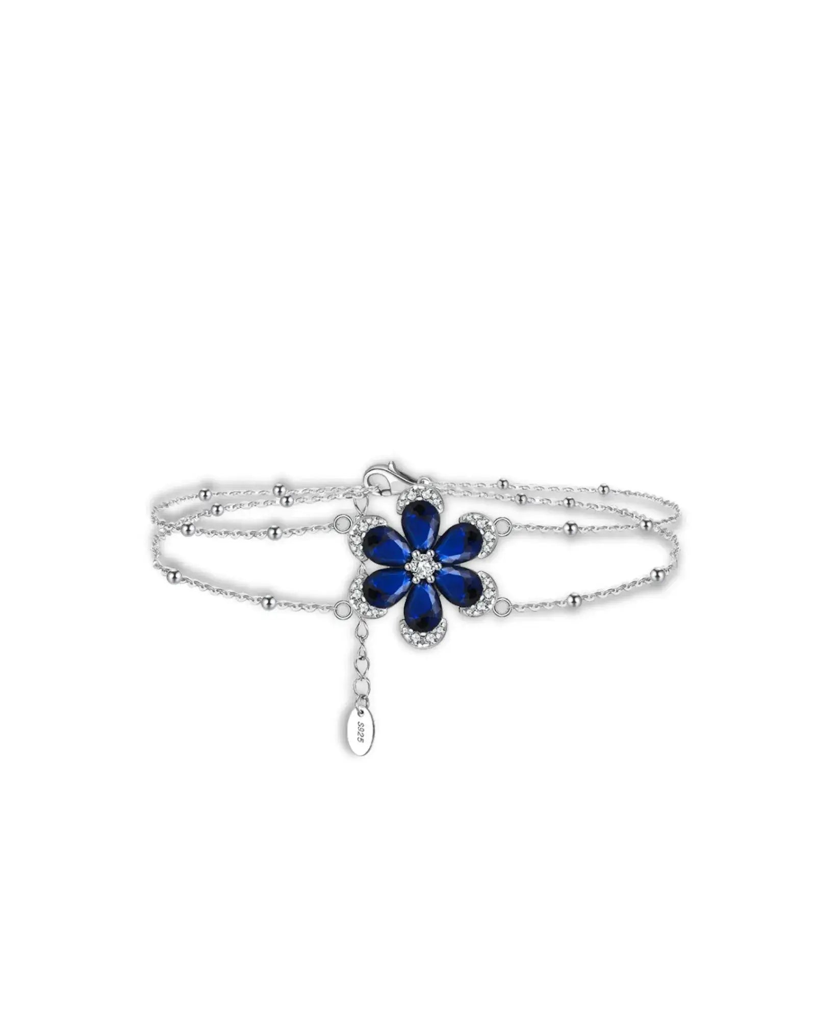 Blue Sapphire Flower Bracelet