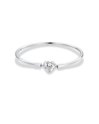 Deep Love Bangle Bracelet in 925 Sterling silver with heart design, perfect for stacking or solo wear.