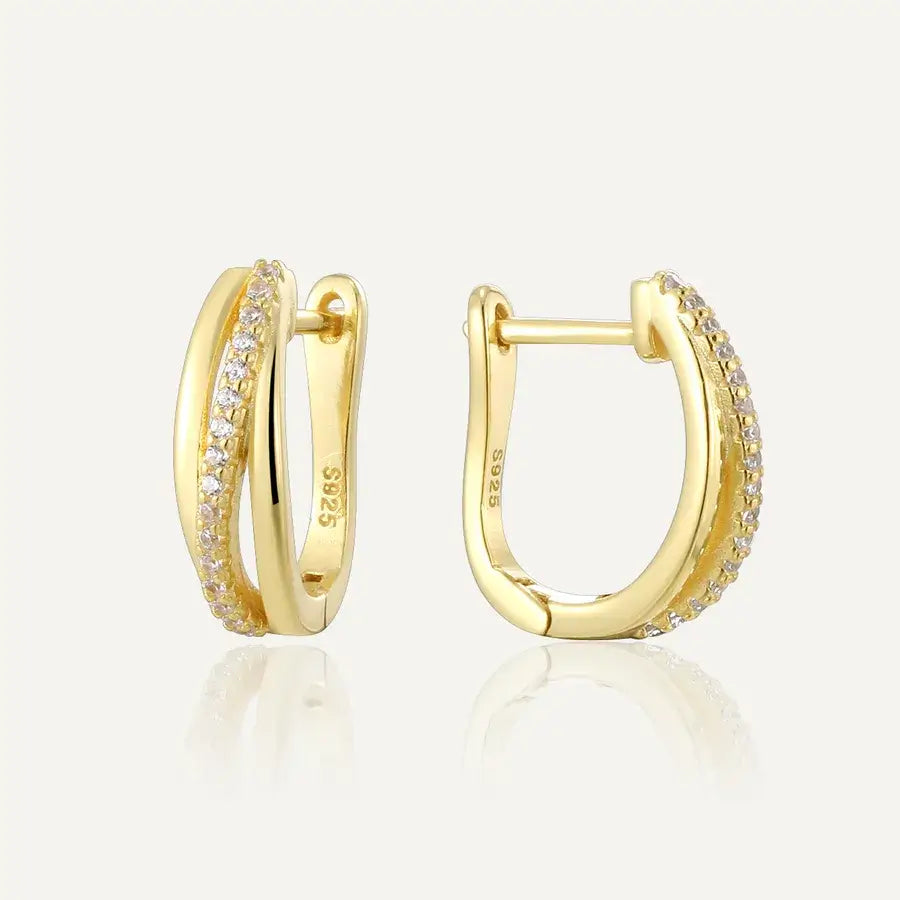 Lux Hoop Earrings featuring 18k gold plating and cubic zirconia for a sophisticated sparkle.