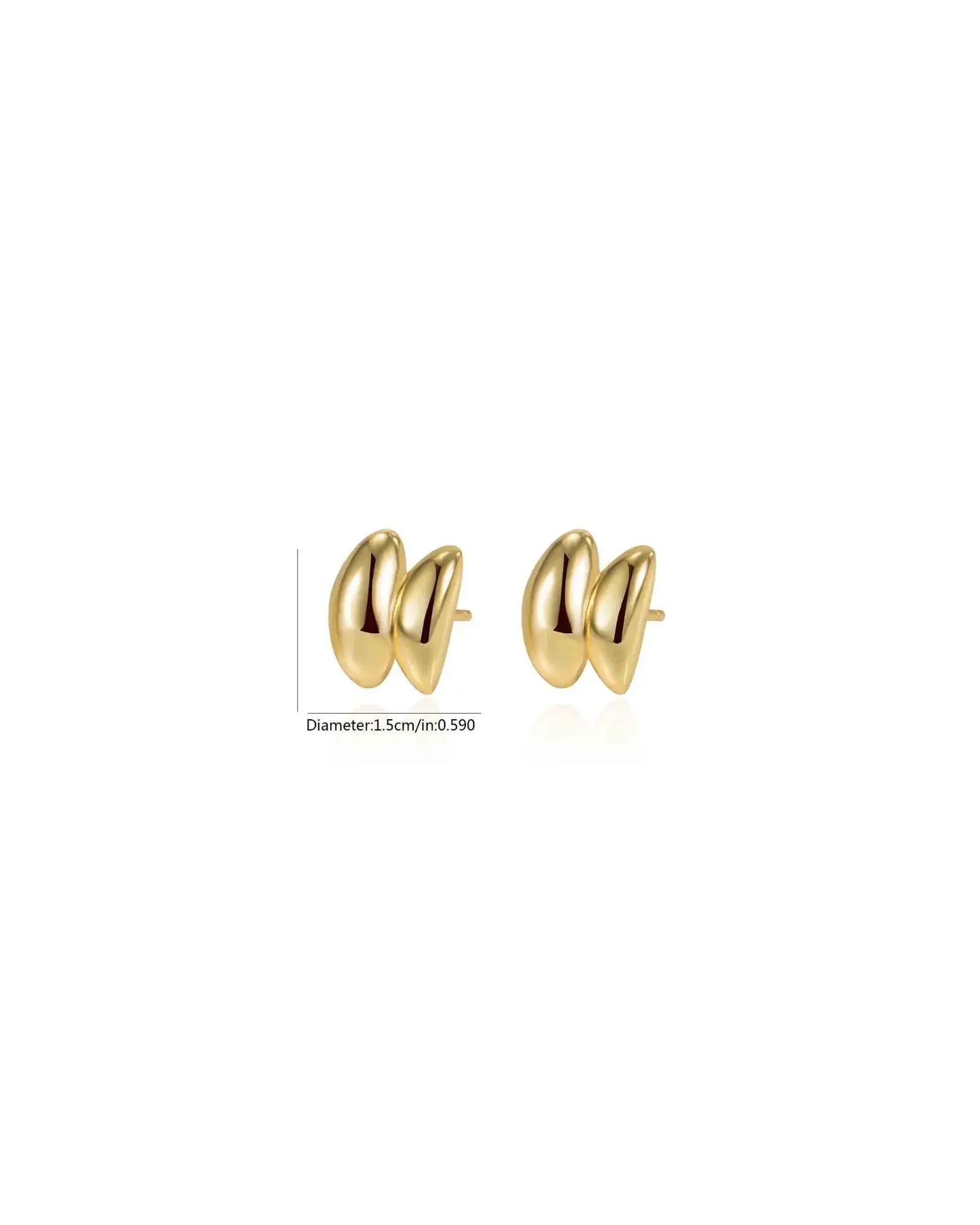 Sculptura Ear Studs in 18k gold, geometric design, 1.5cm diameter, perfect for modern and sophisticated styles.