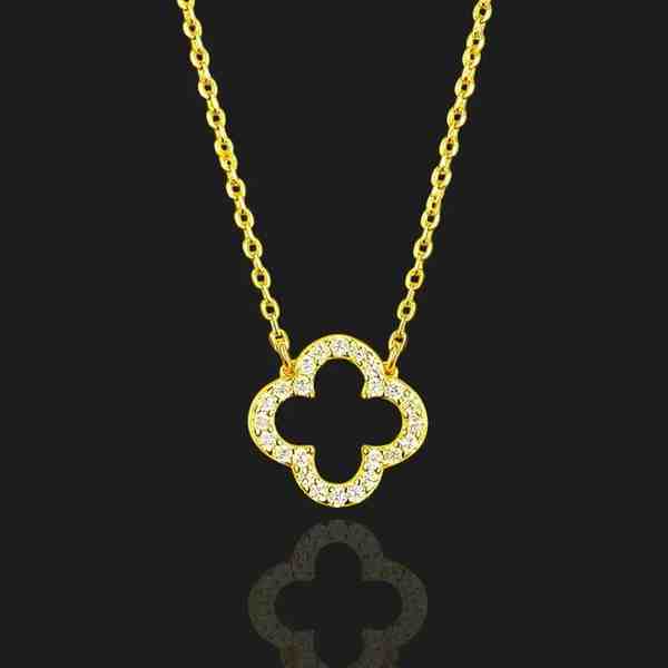 Elegant necklaces collection in silver featuring a stunning gold pendant with sparkling details.