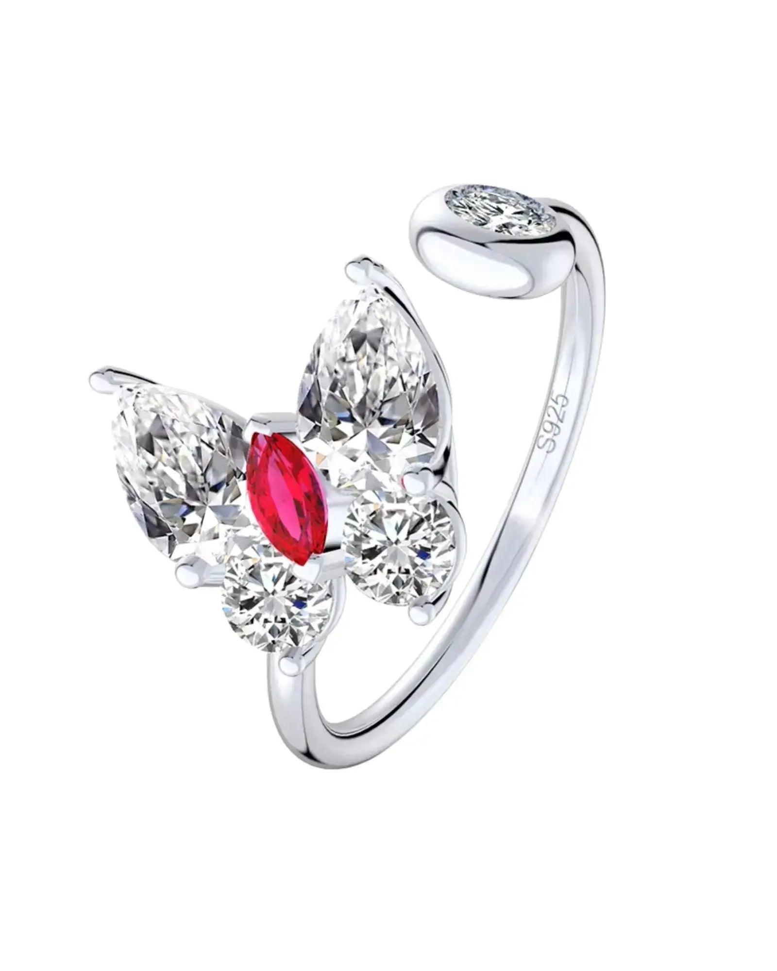 Ruby Butterfly Open Ring