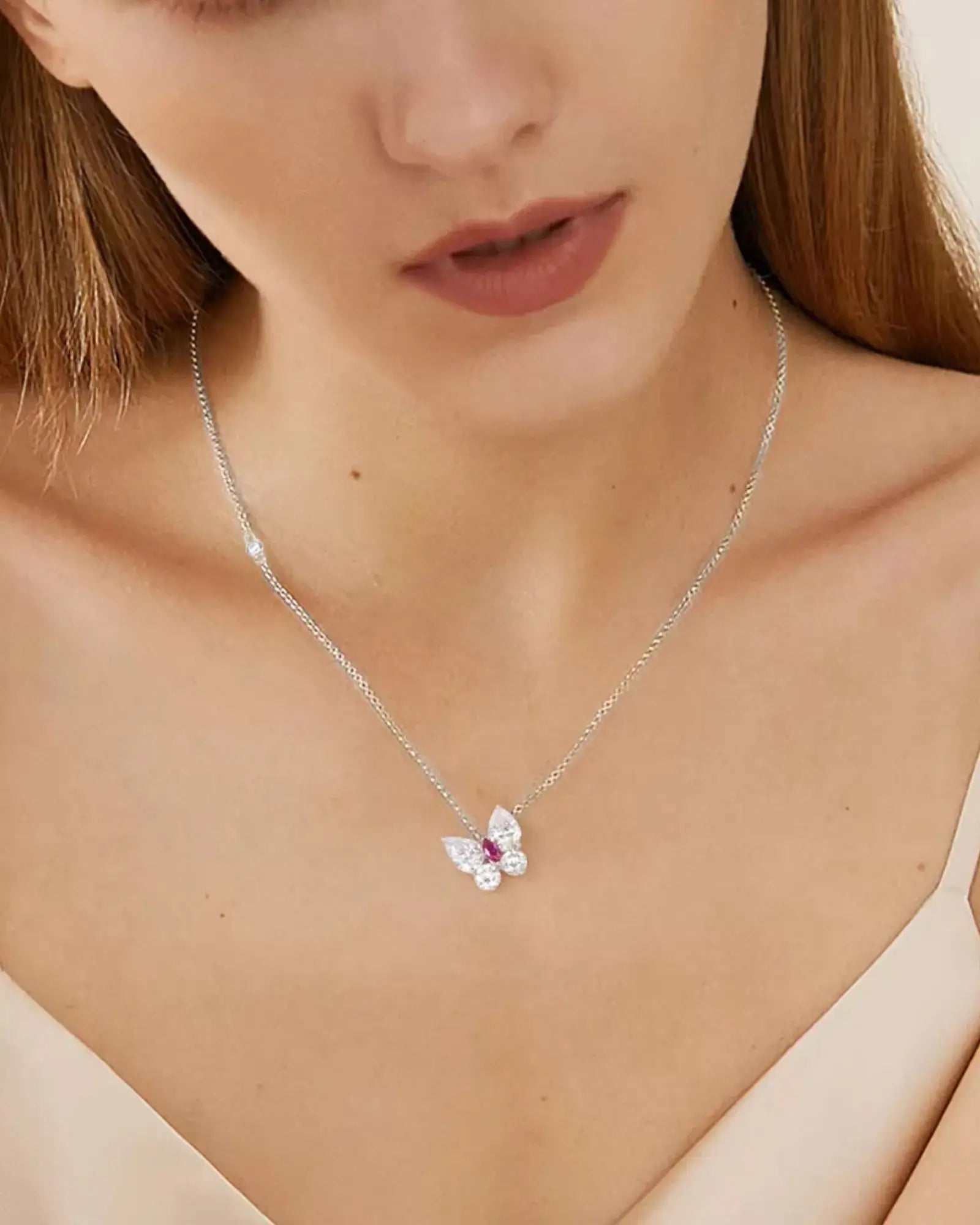 Ruby Butterfly Necklace