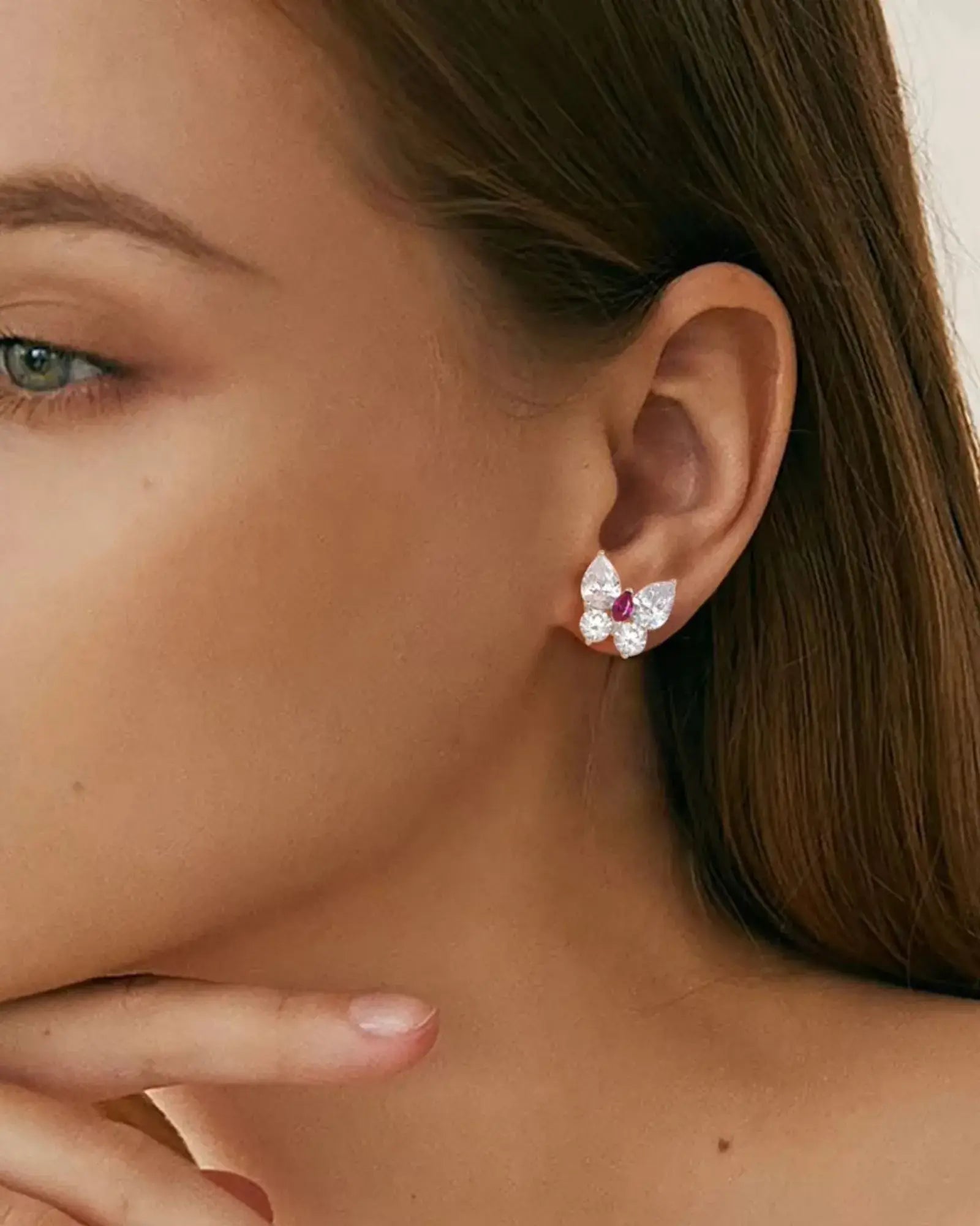 Ruby Butterfly Earring