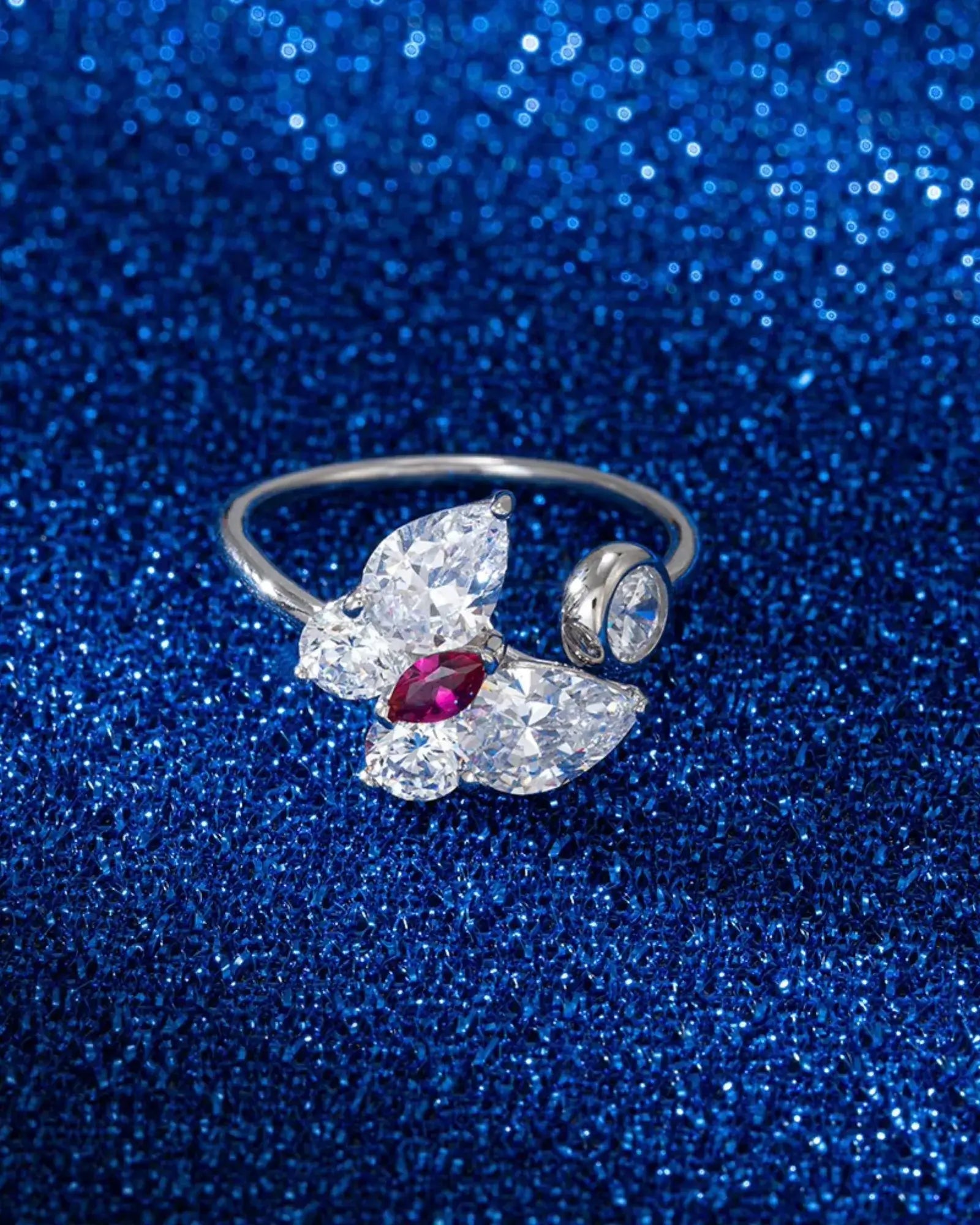 Ruby Butterfly Open Ring