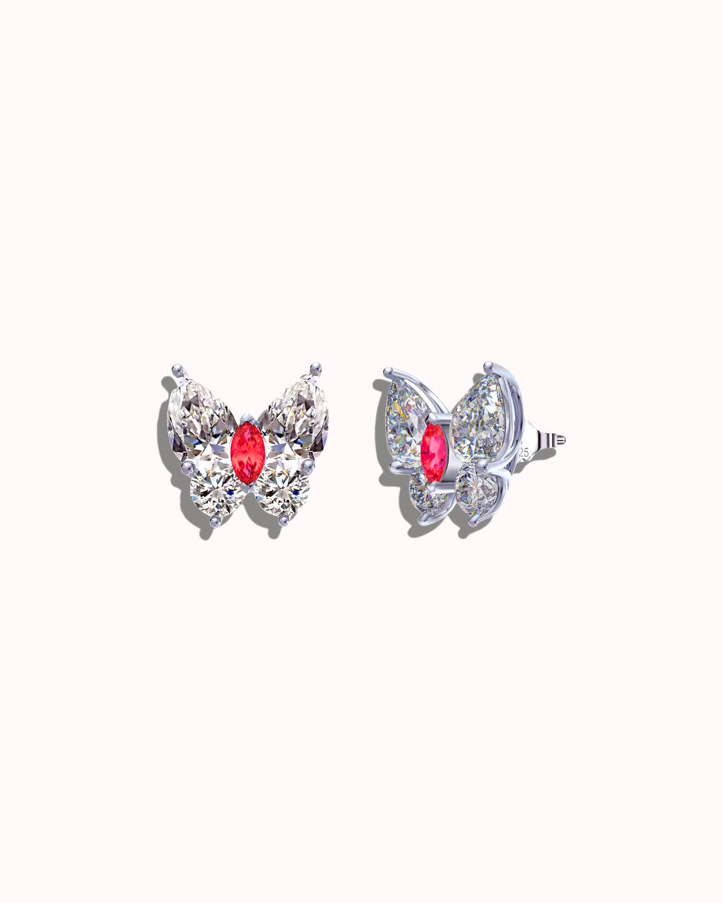 Ruby Butterfly Earring