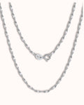 Simple figure eight chain in silver, featuring delicate interlocking links and a classic design.
