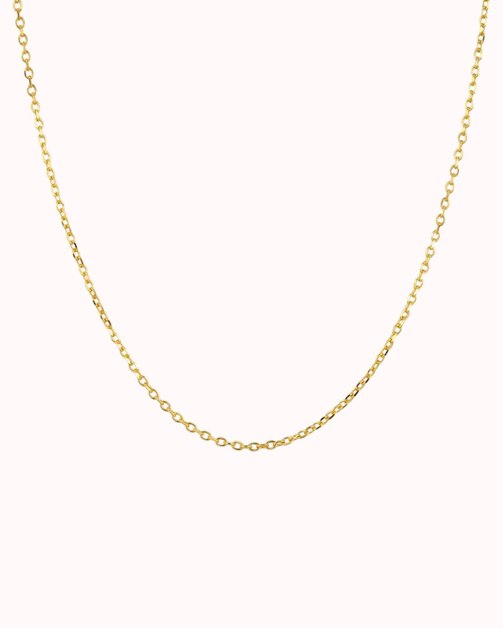 simple gold cable chain 16 inch, lightweight and durable gold necklace for everyday wear.