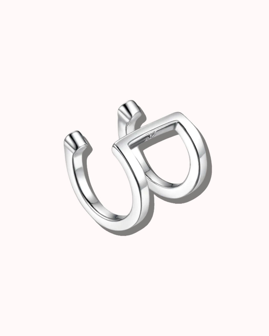Double Band Ear Cuff in Silver featuring a minimalist geometric design in 925 sterling silver.