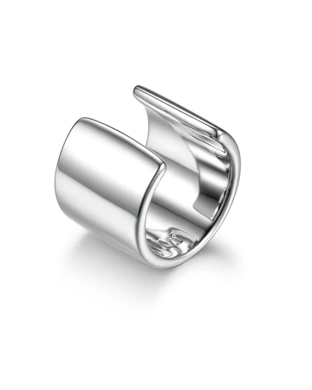 Silver ear cuff on a white background