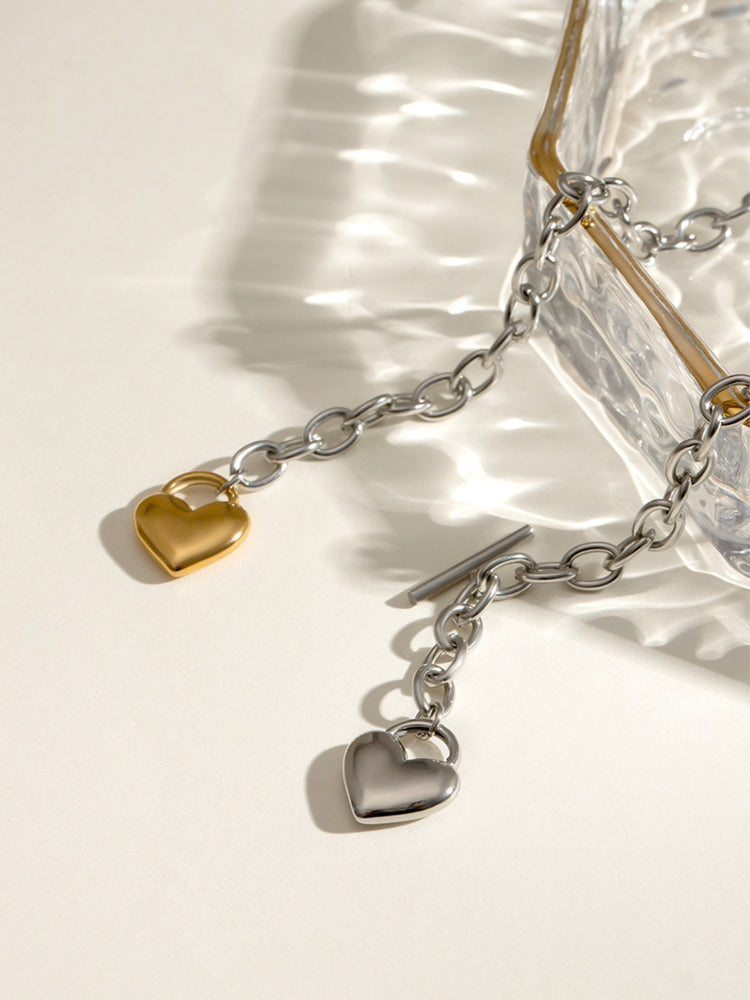 Two tone Heart Chain Necklace