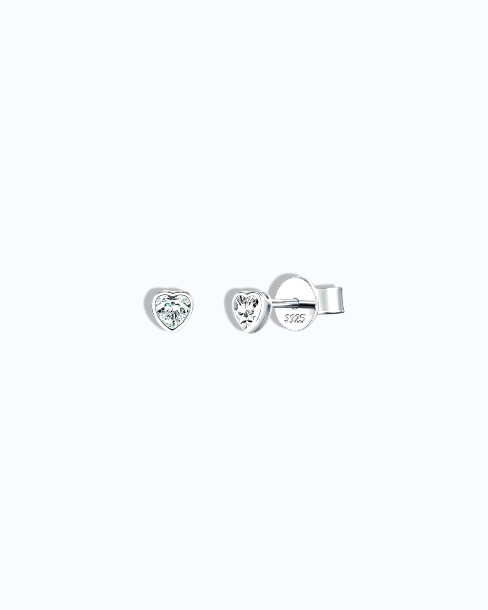 3mm Moissanite Heart Stud in Silver