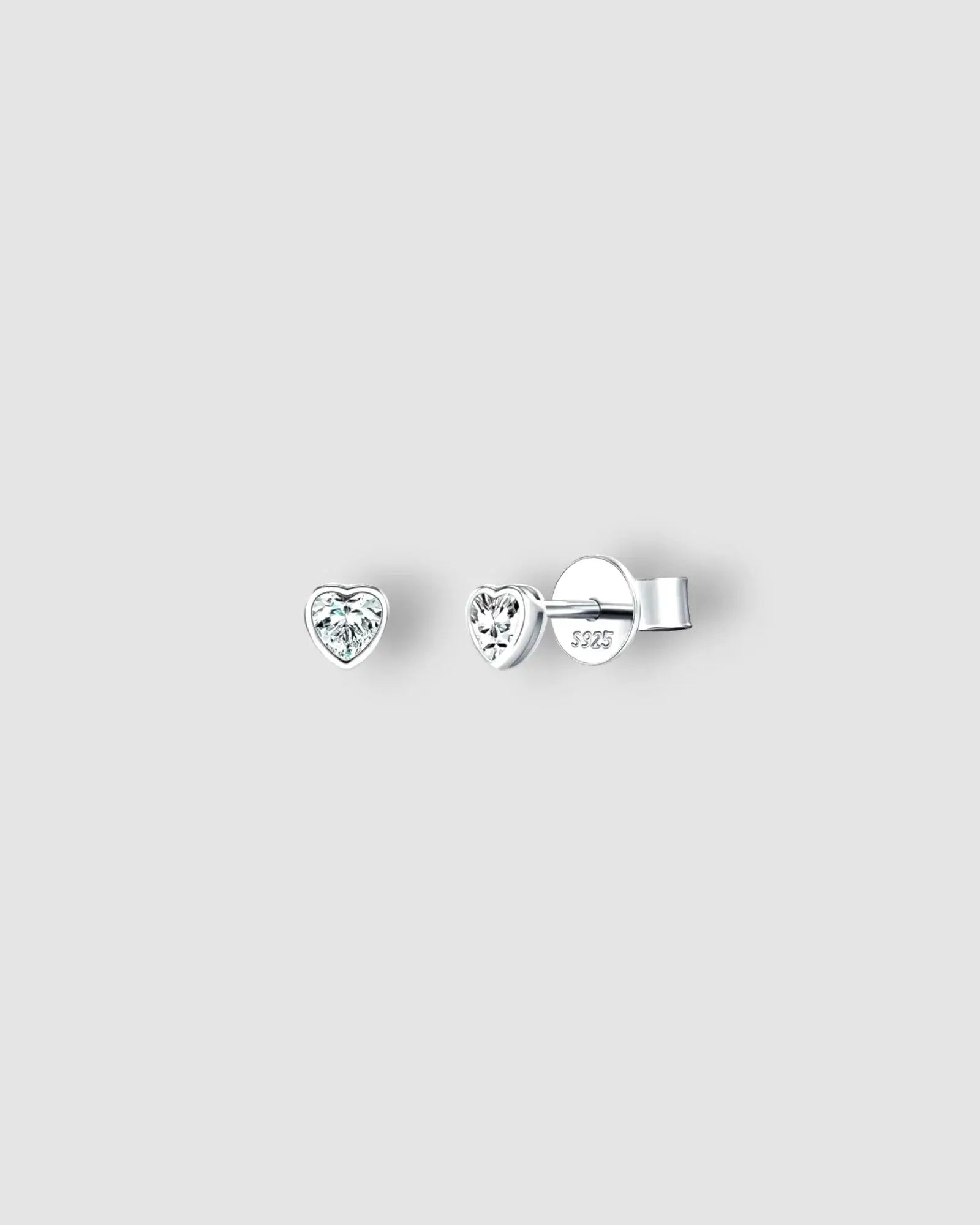 3mm Moissanite Heart Stud in Silver