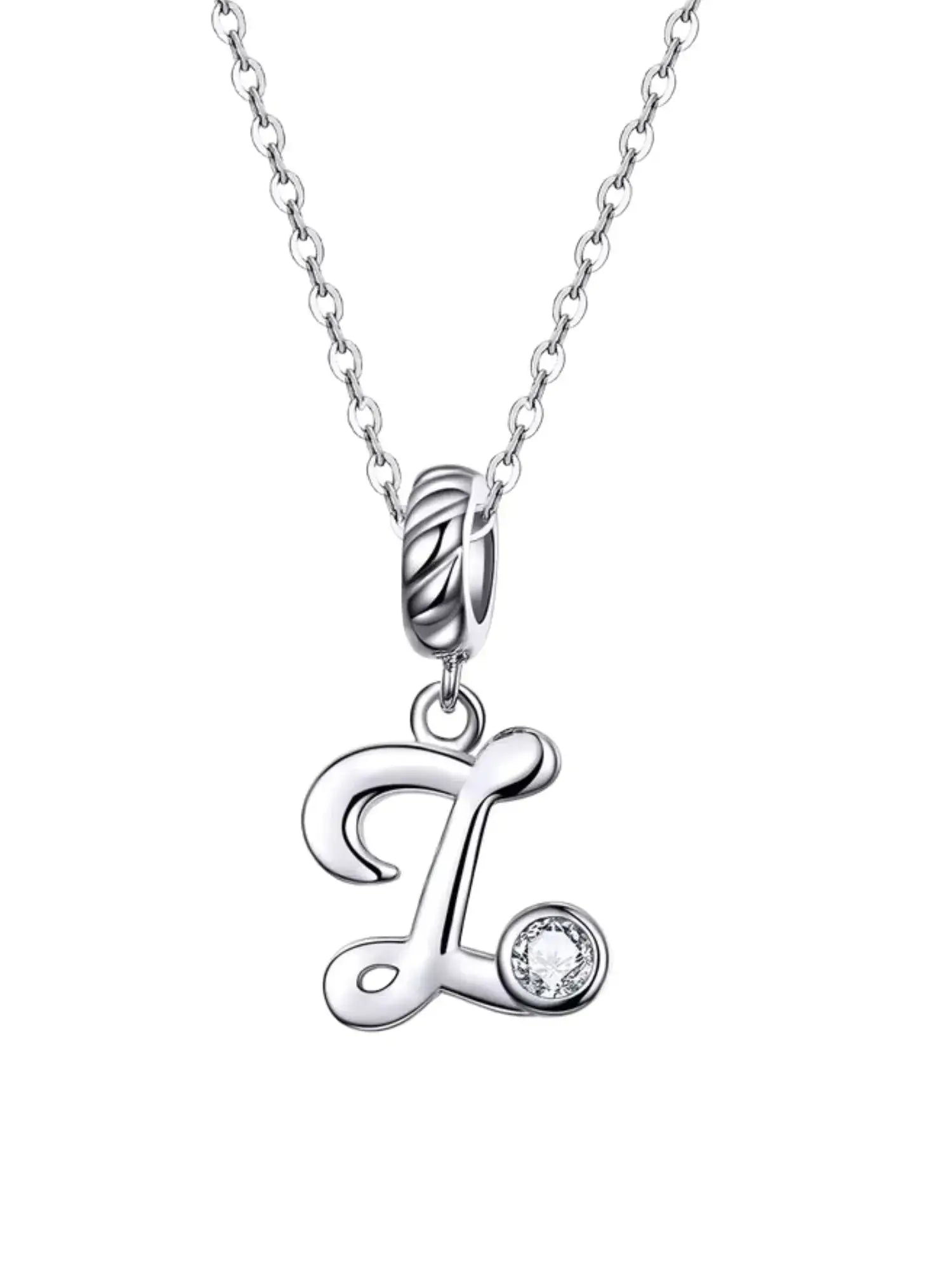 Personalized letter charm necklace in 925 sterling silver with AAAA zircon, adding elegance to your style.