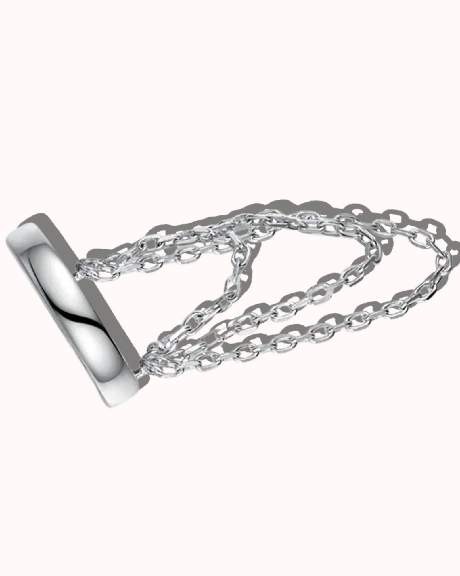 Three layer Chain Ear Cuff in silver with three delicate chains for a trendy layered look.