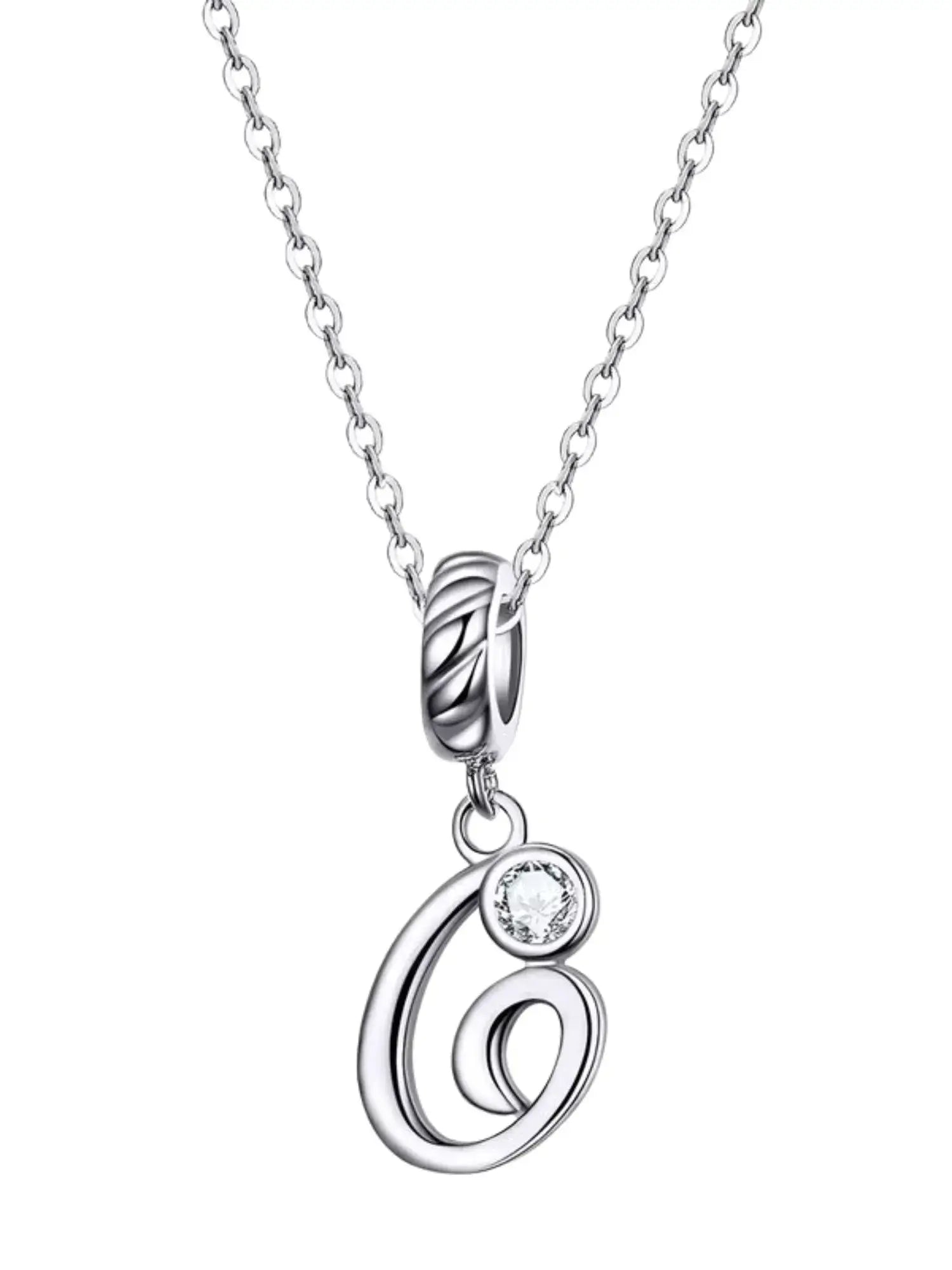 Elegant 925 sterling silver letter charm necklace with a zircon accent, perfect for personal style or thoughtful gifting.