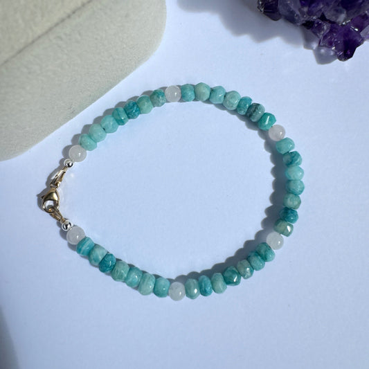 Natural amazonite and rose quartz bracelet