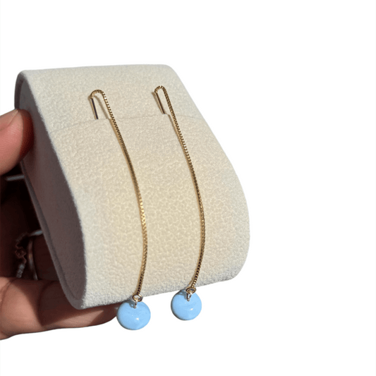 Pastel blue natural stone earring