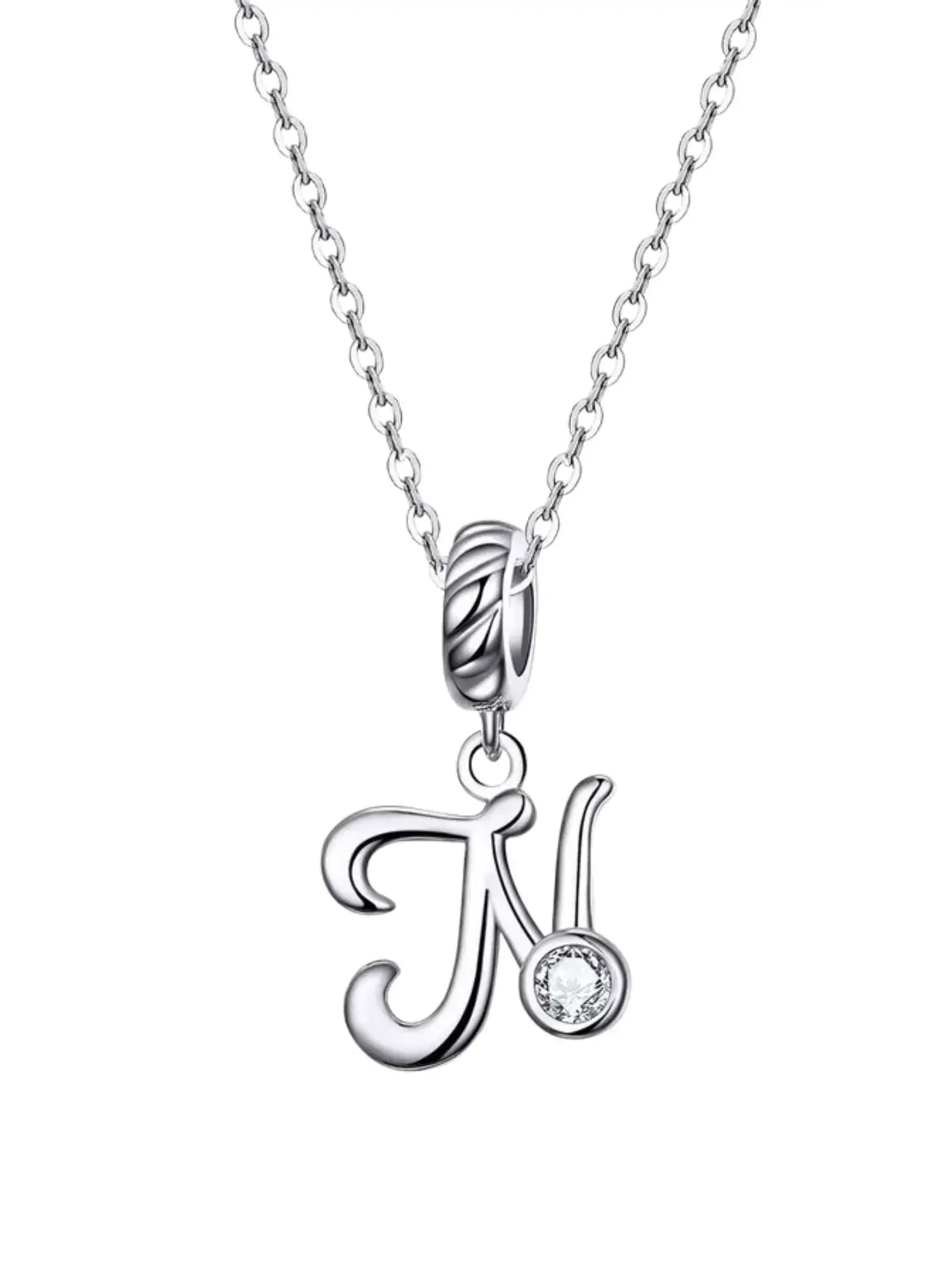Personalized letter charm necklace in 925 sterling silver with zircon pendant, elegant gift for all occasions.