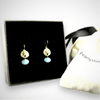 A pair of beautiful and elegant gemstone earring displayed in a jewellery box