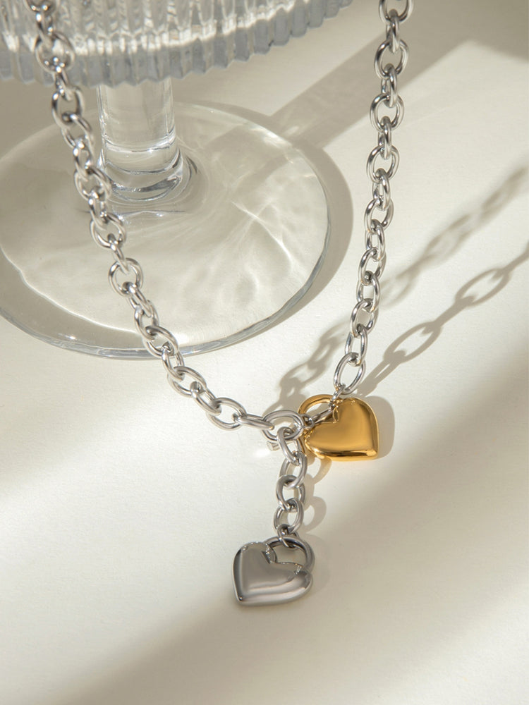 Two tone Heart Chain Necklace