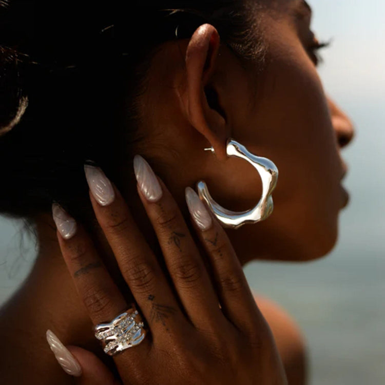 Stainless steel bold chunky hoop earrings