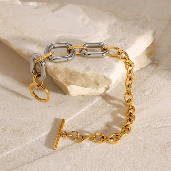 linked chain bracelet, chunky and funky design