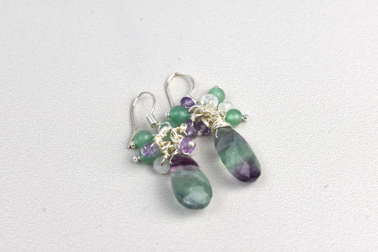 Fluorite Multi gemstone earring