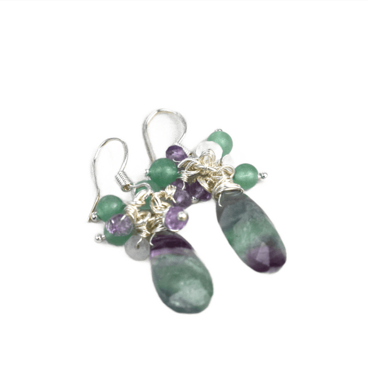 Fluorite Multi gemstone earring