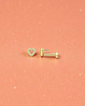 Pearlstones gold plated sterling silver heart cartilage stud with cubic zirconia and flat back.