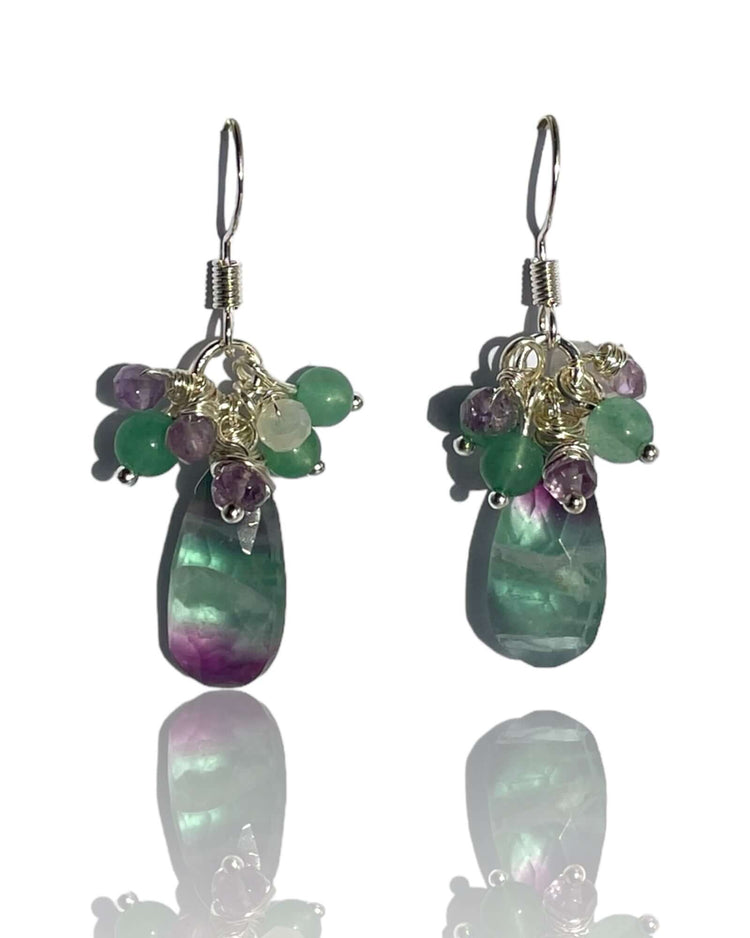 Fluorite Multi gemstone earring