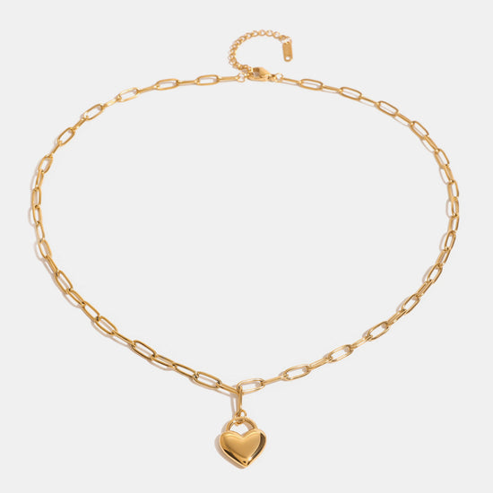 Adjustable gold chain with heart pendant, bold jewellery, heart necklace