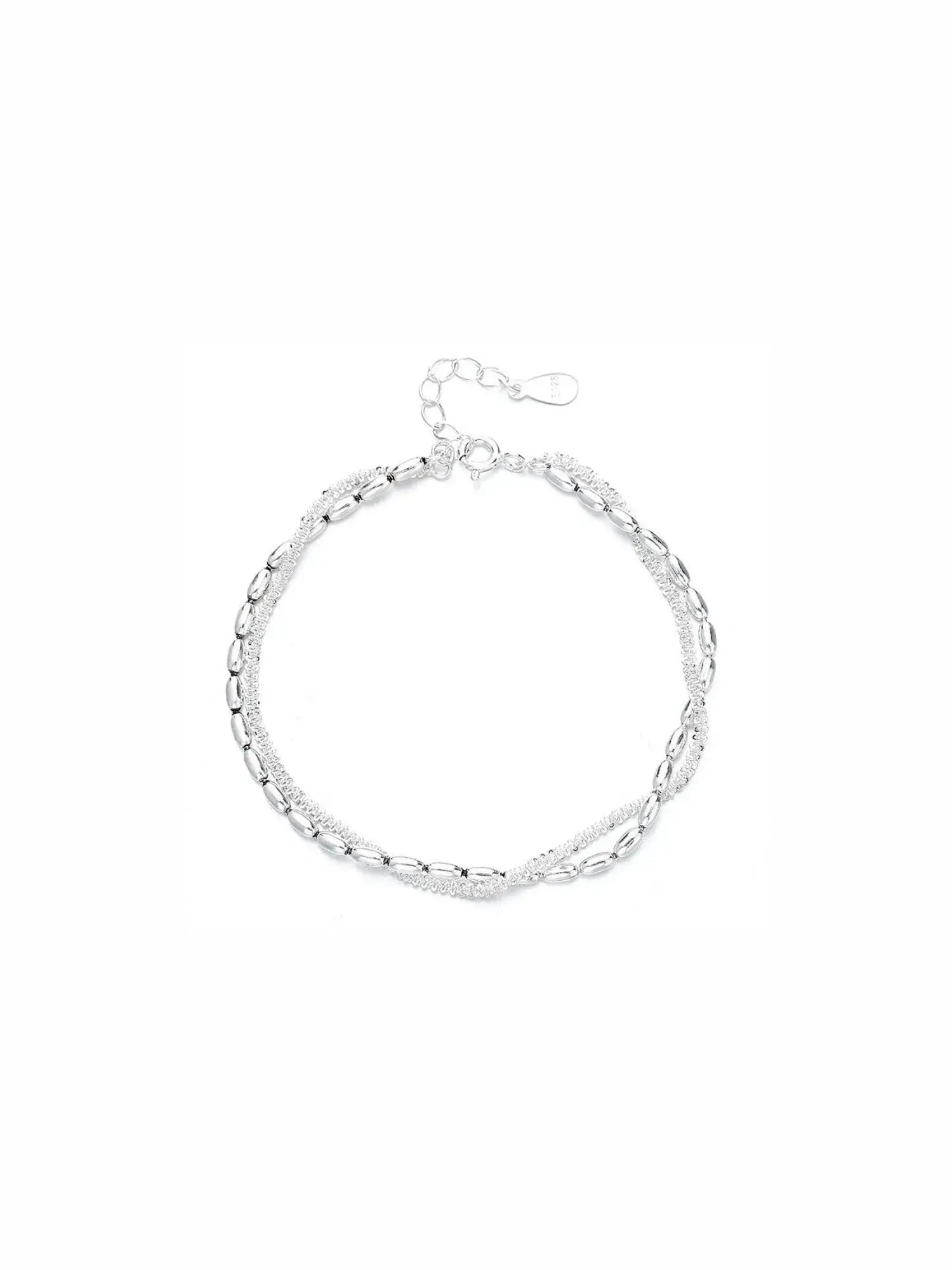 Silver chain bracelet on a white background