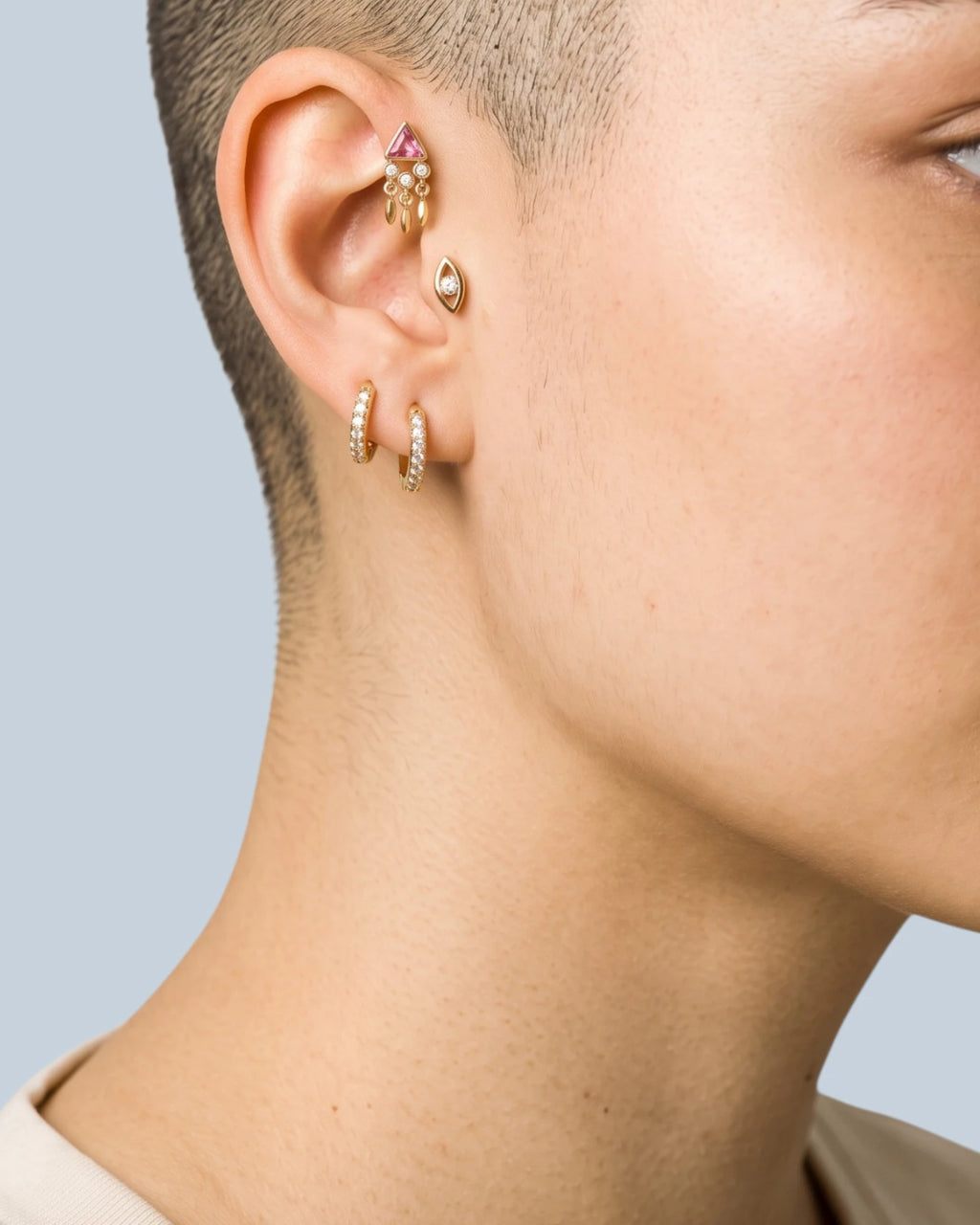 Pavé Zirconia Huggie Earrings 6–8mm