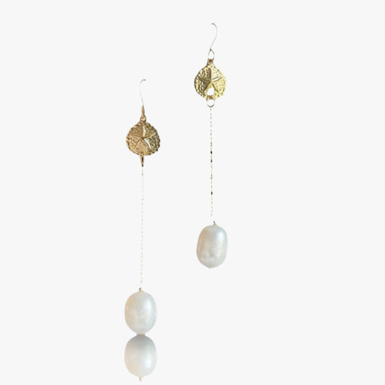 Gold filled freshwater pearl long earring