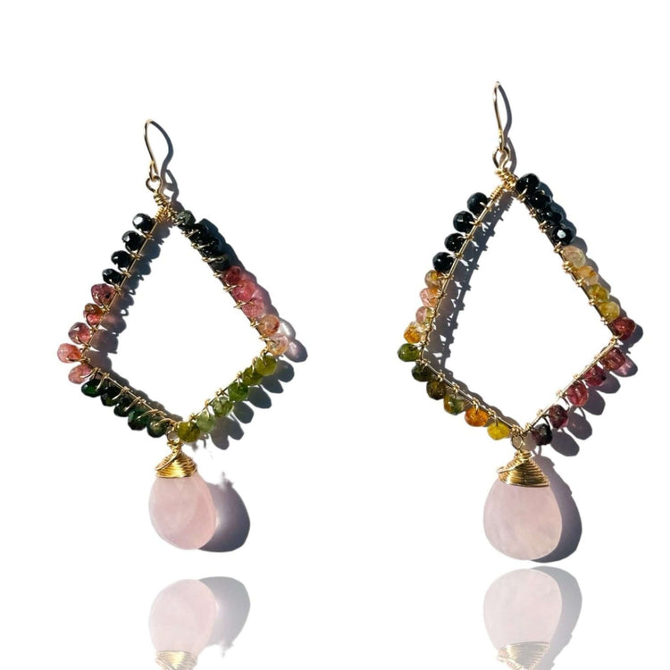 Eva Tourmaline and Rose quartz earring