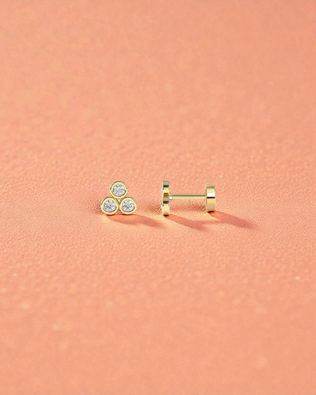 Three Stone Flat Back Stud