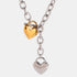 Stylish two toned ( gold & silver) heart Necklace, Bold statement necklace, heart shad toggle and clasp