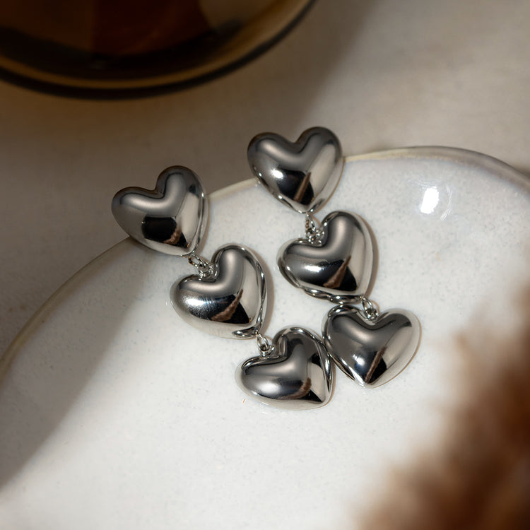 Chunky Chic Heart Drop Earrings